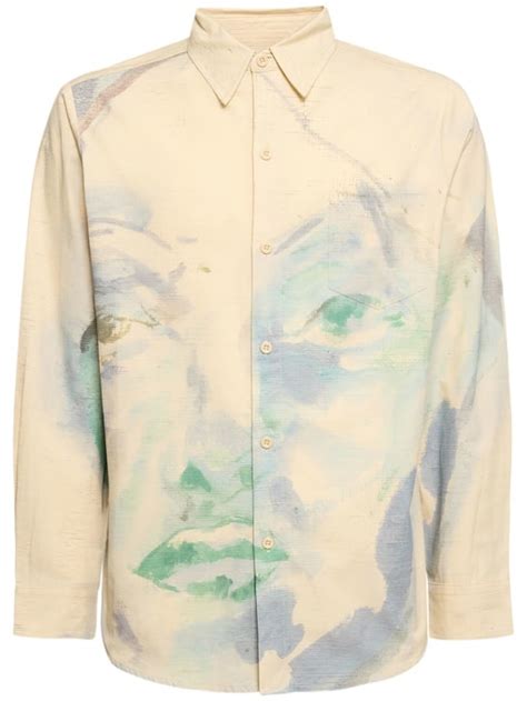 Blue face printed cotton shirt - KidSuper Studios - Men | Luisaviaroma