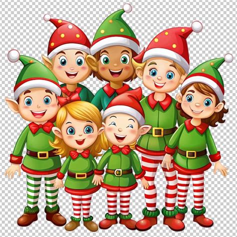 Christmas elves isolated transparent background | Premium AI-generated PSD
