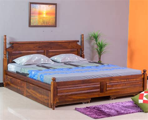 Buy Calgary Solid Wood King Bed With Storage Drawers Online on Furniselan