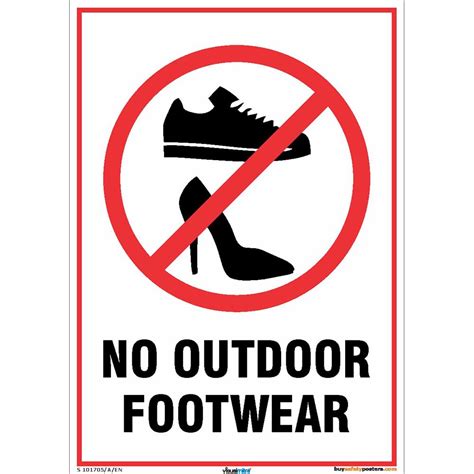 Buysafetyposters.com -No Outdoor Footwear Signs in English - Hard ...