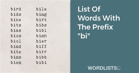 List Of Words With The Prefix "bi" - Word Lists
