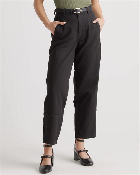 Organic Stretch Cotton Twill Barrel Pants in Black