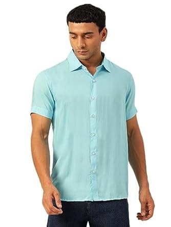 JAVINISHKA® Ultra Soft Pastel Blue Color Slim Fit Modal Shirt for Men ...