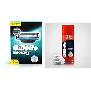 Buy Gillette Men Mach 3 Shaving Blades- Pack of 6 (Cartridges) and ...