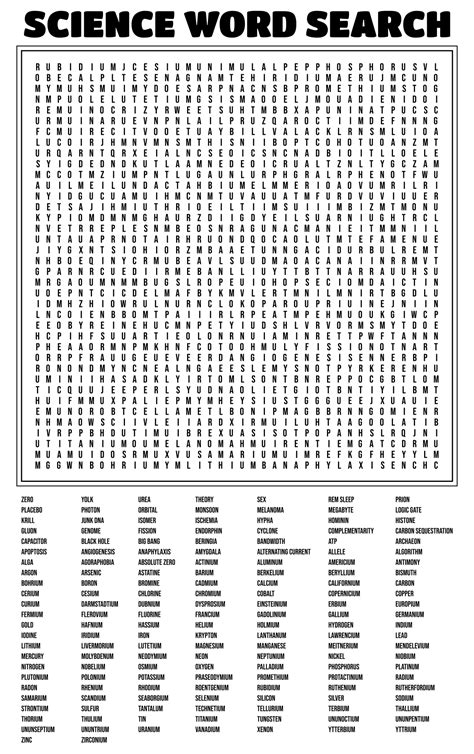a black and white poster with the words science word search
