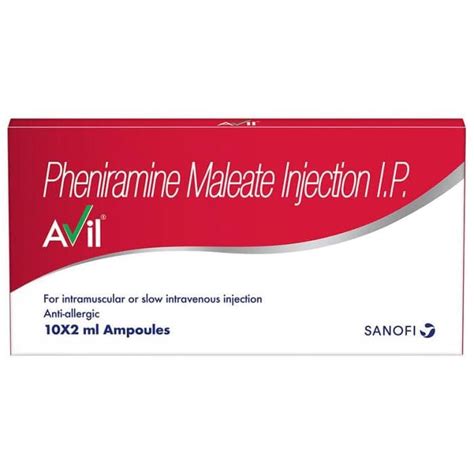Avil Injection (10 Ampoule X 2 Ml) - Buy Online, Uses, Dosage and Price ...