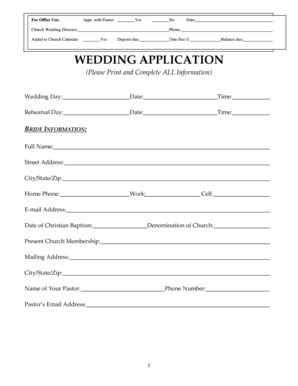 Fillable Online Wedding Application - Amazon S3 Fax Email Print - pdfFiller