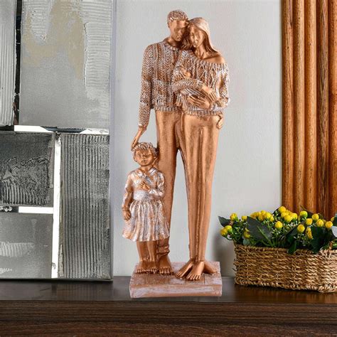 Buy RAMA CRAFT Mother and Father with Child Love Brown Statue showpiece ...