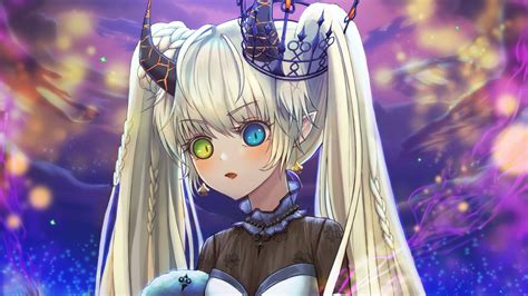 Wallpaper girl, heterochromia, crown, princess, cat, anime hd, picture ...