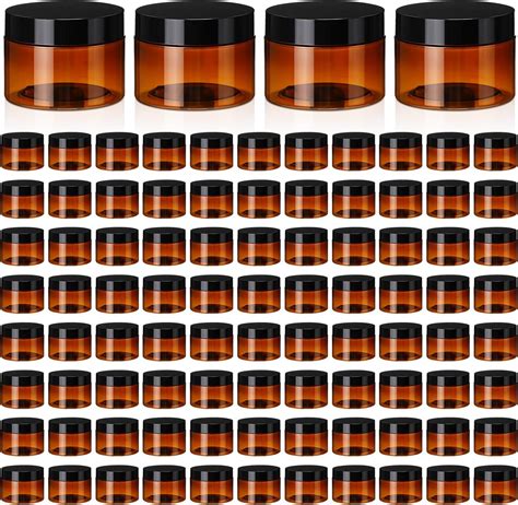 Amazon.com: Tanlade 100 Pcs 4 oz Amber Plastic Cosmetic Jars with Lids Empty Leak Proof ...