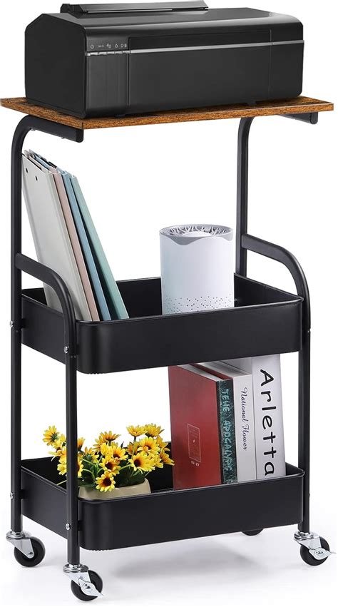 Buy Mobile Printer Stand 3 Tier Printer Cart with Storage Baskets ...