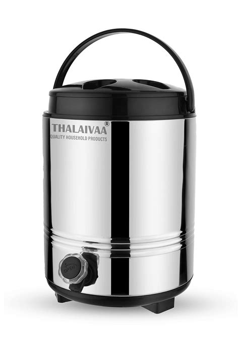 THALAIVAA Steel Water Jug 8 Liter, Silver I Double Walled Stainless ...