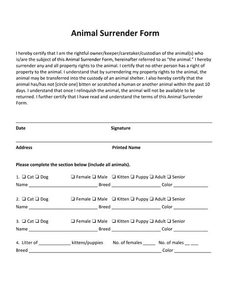 Image result for Voluntary Surrender of Animals
