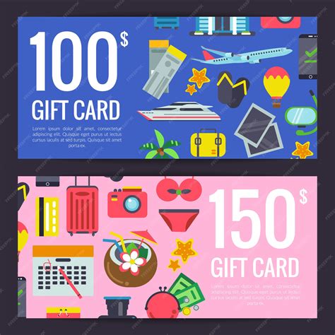 Flat travel elements discount or gift card voucher templates ...