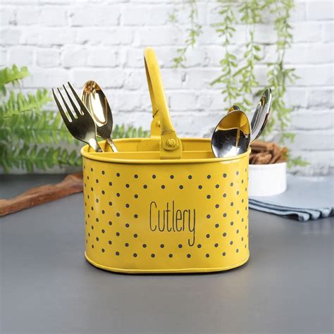 Yellow Cutlery Holder with Polka Dot - Market99 – MARKET99