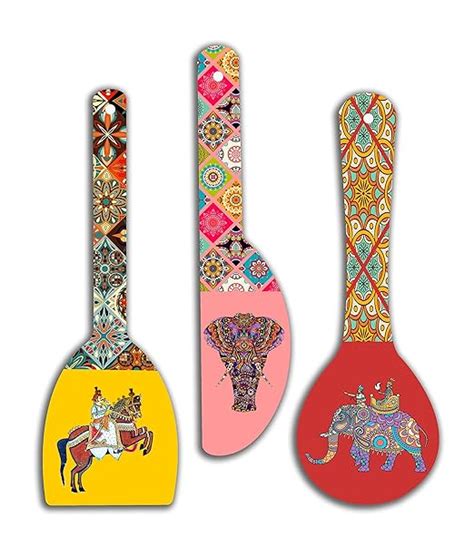 SAF paintings Rajasthani Culture Wooden Wall Hanger Spoons for Home ...