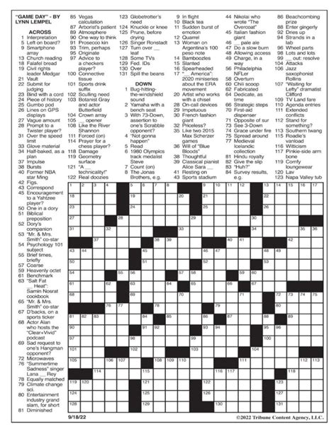 La Times Crossword Puzzle Printable - Free Printable Crosswords