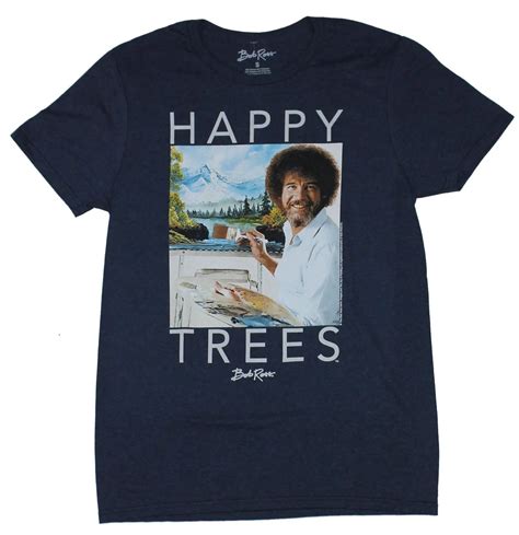 Bob Ross Mens T Shirt Happy Trees Smiling Bob With Art Cartoon t shirt ...
