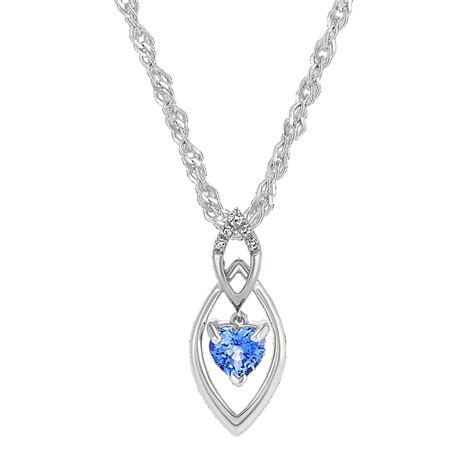Lila Kentucky Blue Sapphire and Diamond Heart Pendant in Sterling ...