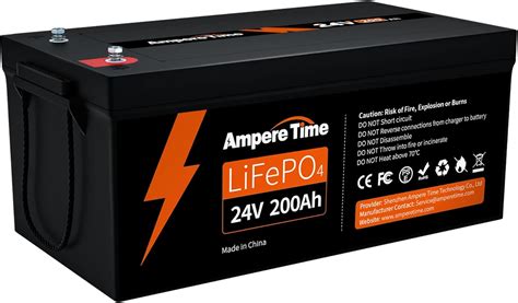 Buy Ampere Time 24V 200Ah LiFePO4 Battery, 5.12kWh Lithium Battery ...