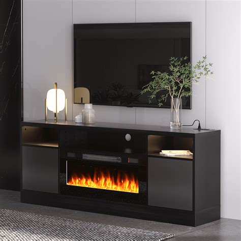 "BREEZEHEAT 70'' Electric Fireplace TV Stand - 36"" Fireplace, Fits TVs ...