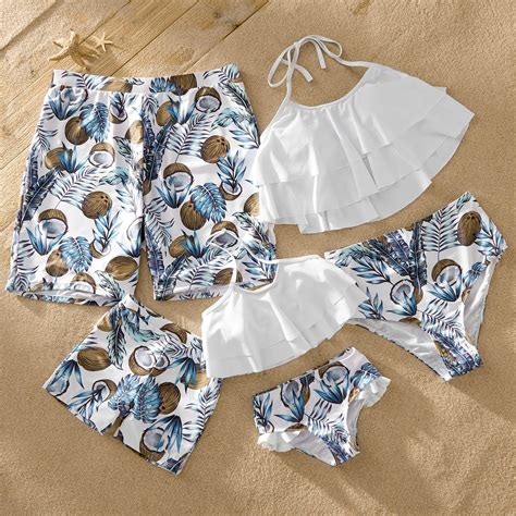 Mosaic Family Matching Coconut Ruffle Halter Swimsuits #Matching, #AFF ...