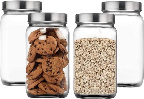 CAYONA Piramal Glass 4-Piece Cube Glass Container 1800ml, Glass Jar ...