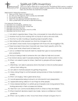 Spiritual Gifts Inventory Form - Blank Fillable Template | Fill Out ...