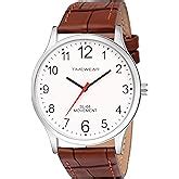 TIMEWEAR Leather Analog White Roman Dial Brown Strap Watch For Men ...