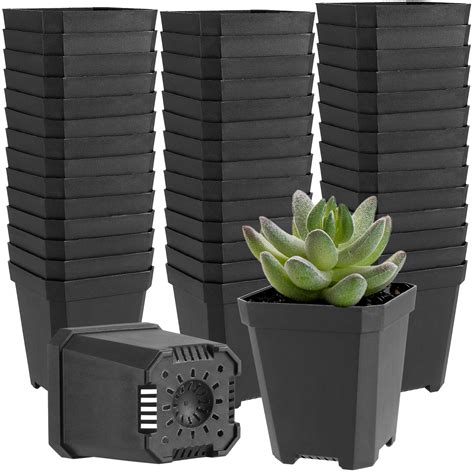 Buy 120 Pack 3 Inch Black Square Nursery Pots, Plastic Seedling Pot ...