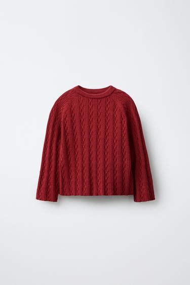 CABLE-KNIT JUMPER - Dark red | ZARA India