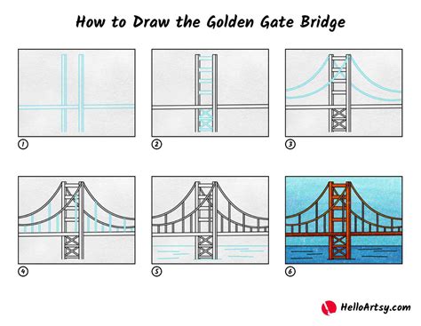 Golden Gate Bridge Drawing Step By Step