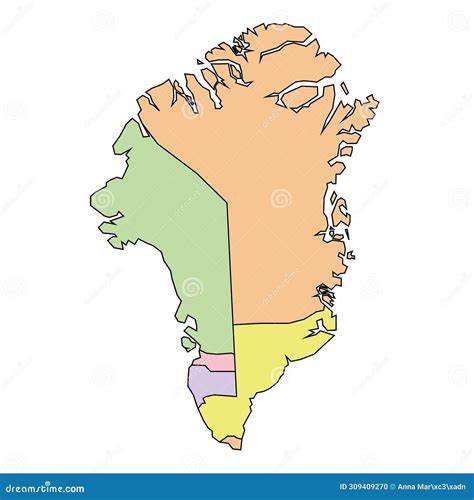 Greenland Political Map With Capital Nuuk With Most Important Cities Royalty-Free Illustration ...