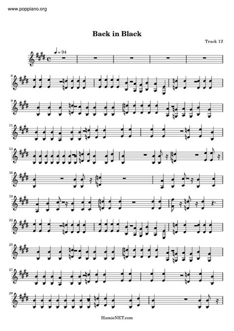 AC/DC-Back In Black 琴譜pdf-香港流行鋼琴協會琴譜下載 ★