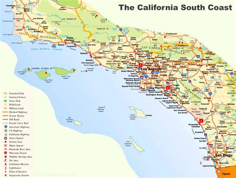 California Coast Map Cities