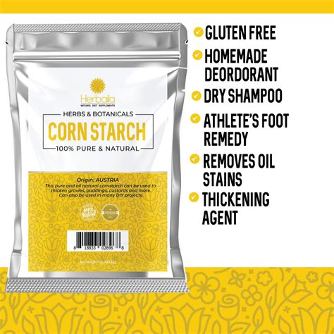 16 oz Corn Starch Powder - 100% Pure Thickener for Sauces, Gravy, Soup ...