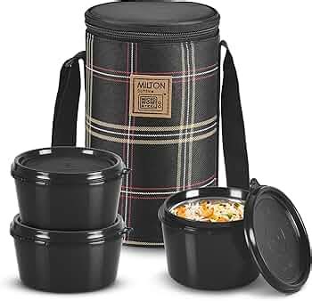 MILTON Lofty Tiffin (3 Microwave Safe Inner Steel Containers, 1 x 320 ...