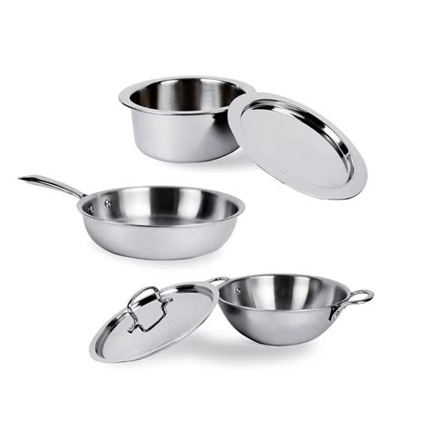 Buy USHA SHRIRAM Triply Stainless Steel Kadai (1.6 L) with Frying Pan ...