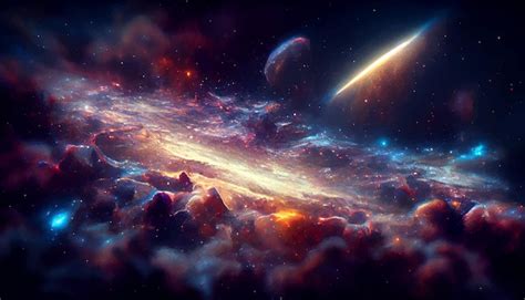Космическая эпическая реалистичная иллюстрация галактики | Премиум фото