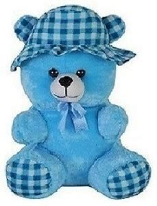MHK Cap Teddy Blue Soft toy for kids playing teddy bear - 30 cm - Cap ...