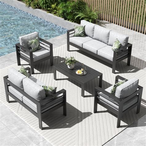 Amazon.com: UDPATIO Aluminum Patio Furniture Set, Metal Patio Furniture ...