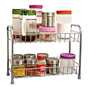 GLOCY Stainless Steel 2-Tier Multipurpose Kitchen Rack|Home Storage ...