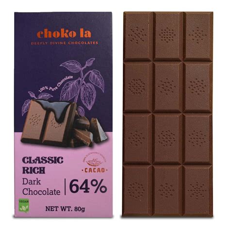 Chokola 64% Classic Rich Bar (Vegan)|100% Couverture Chocolate | Dark ...