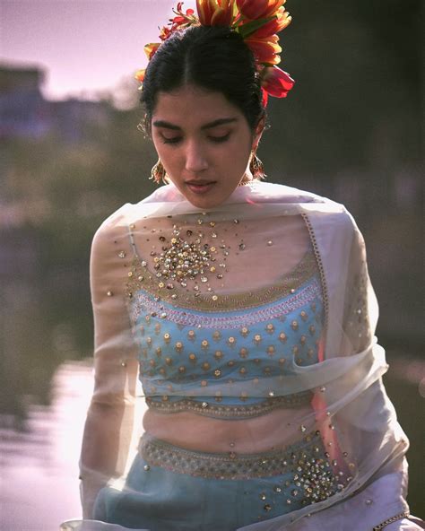 Gul Ice Blue Floral Organza Lehenga Set – Raji Ramniq