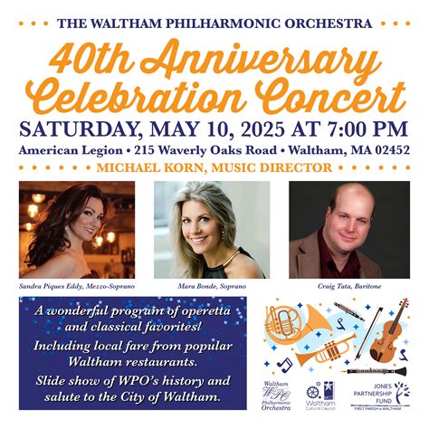 May 10 | Waltham Philharmonic Orchestra 40th Anniversary Celebration ...
