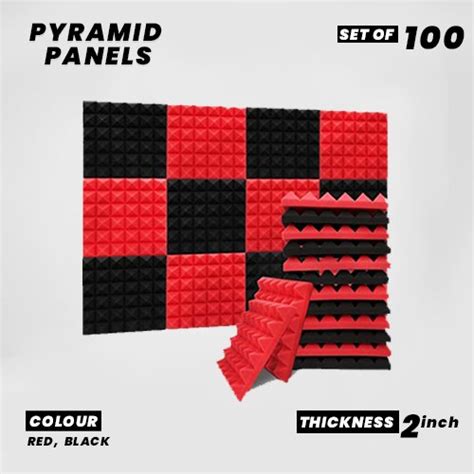 Pyramid Panels - Set of 100 | 1 Sqft, 2" Thick | 50 Density Studio Noi ...