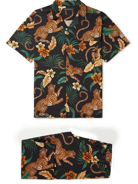 Desmond & Dempsey - Cuban Printed Cotton Pyjama Set - Black Desmond ...
