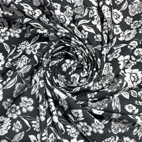 Buy Premium Black Floral Print Crepe Fabric Online – TradeUNO Fabrics