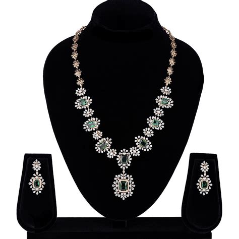 Buy Elegant Diamond and Emerald Necklace Set CNS23A15-D324X0B Online at ...