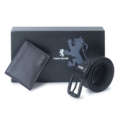 Men's Black Genuine Leather Wallet & Belt Combo Gift Set – Redtape
